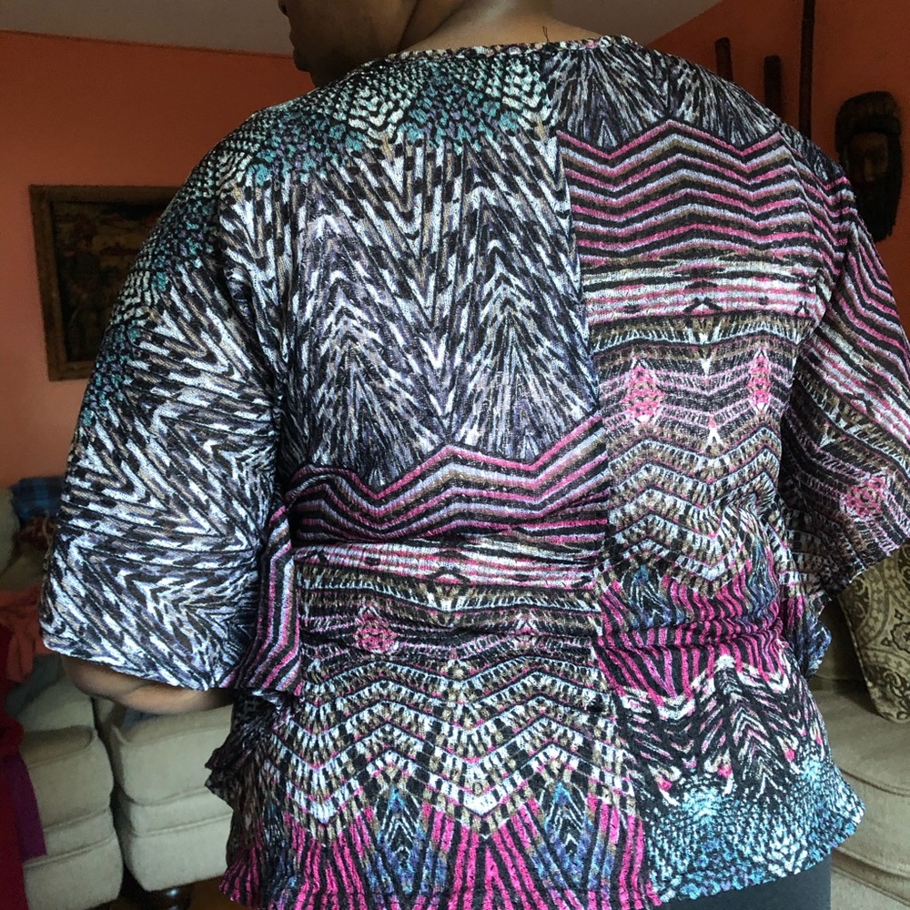 Thin Sheer Multi-Patterned Shirt - Picture 6 of 12
